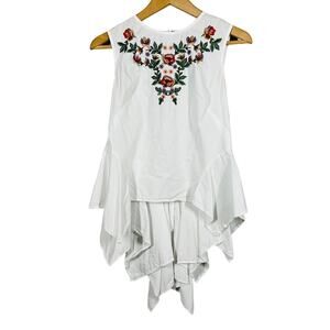 Do+Be Embroidered Tunic Sleeveless White Casual - S